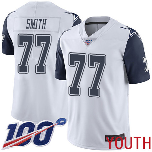 Youth Dallas Cowboys Limited White Tyron Smith 77 100th Season Rush Vapor Untouchable NFL Jersey